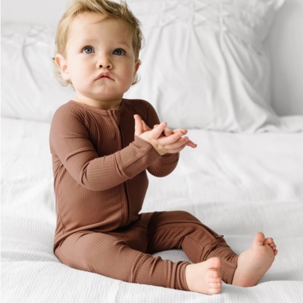Little Sleepies NWT Limited Edition Caramel Ribbed Zippy